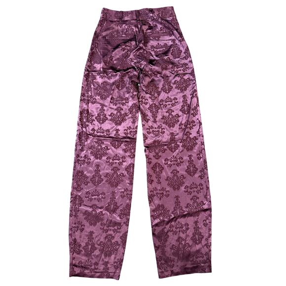 CINQ À SEPT Collins Floral Jacquard Straight Leg Elegant Pants Dark Fig 4 - Picture 7 of 9